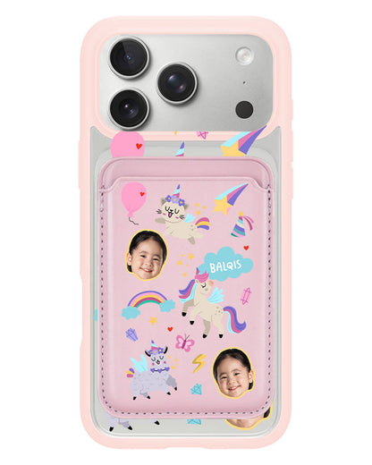 iPhone Magnetic Wallet Case - Face Grid Unicorn
