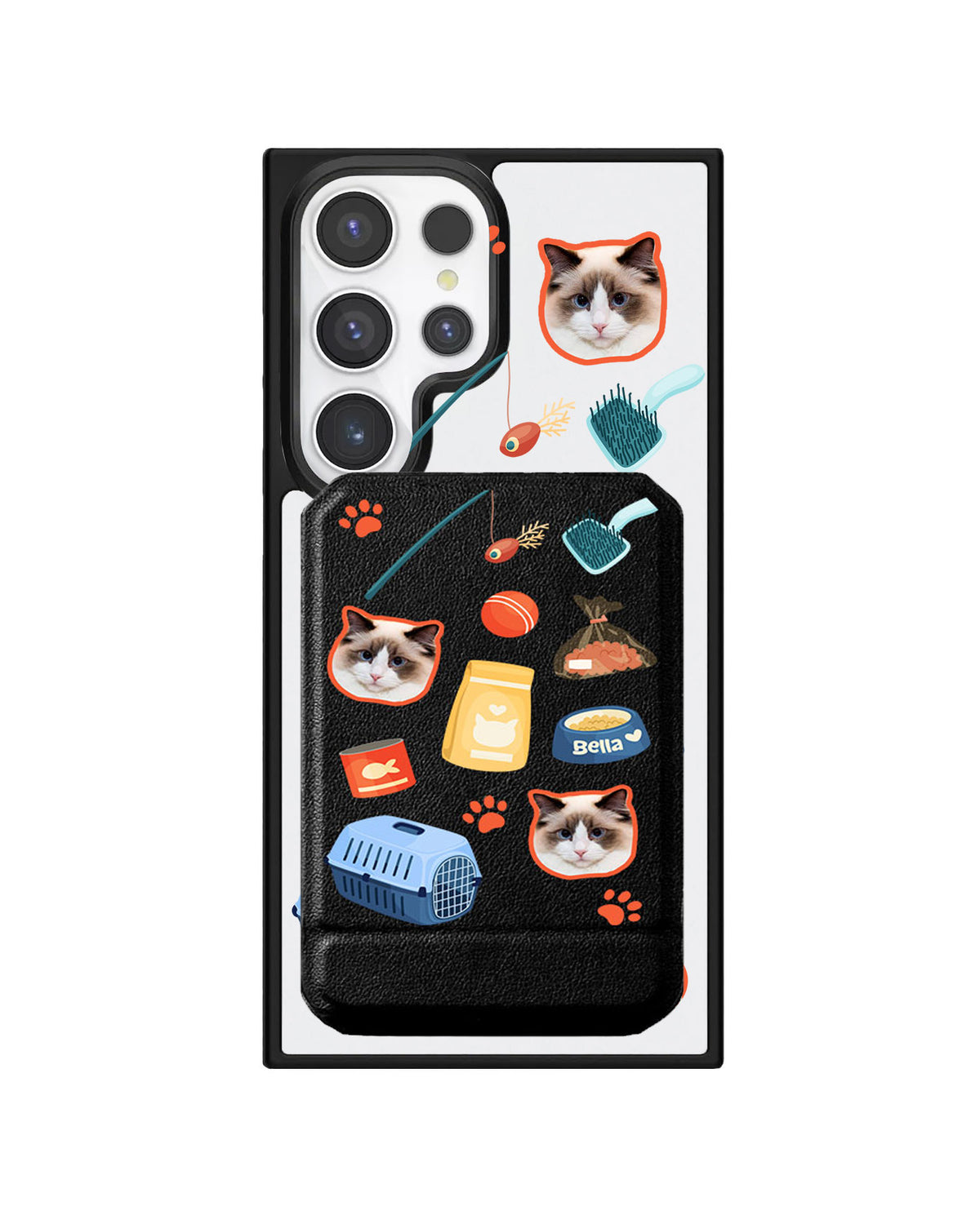 Android Magnetic Multifold Wallet - Pet Grid Kitty Adventures