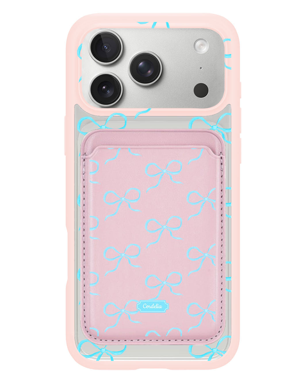 iPhone Magnetic Wallet Case - Coquette Blue Bow
