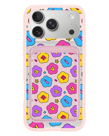iPhone Magnetic Wallet Case - Flower Petals Monogram 4.0