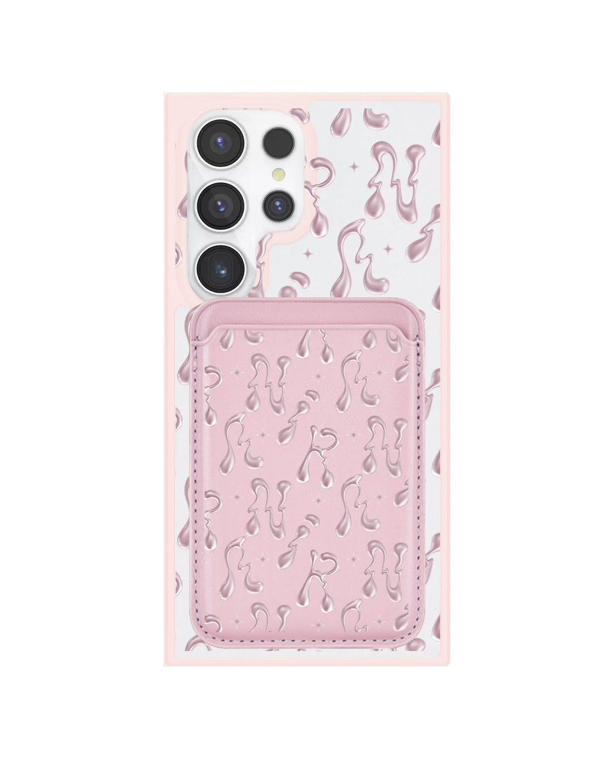 Android Magnetic Wallet Case - Pink Chrome Monogram 2.0