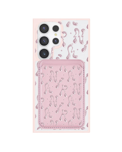 Android Magnetic Wallet Case - Pink Chrome Monogram 2.0