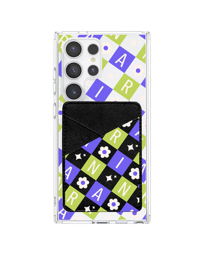 Android Phone Wallet Case - Flower Grid Monogram 5.0