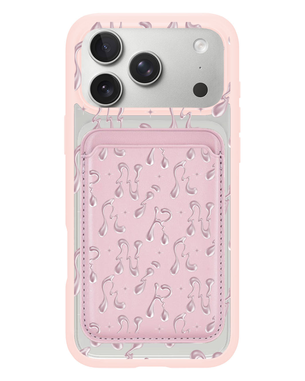 iPhone Magnetic Wallet Case - Pink Chrome Monogram 2.0