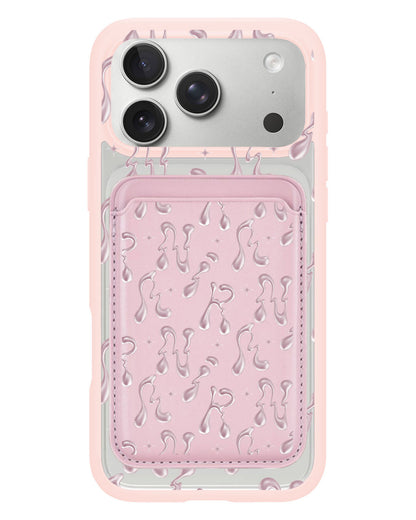 iPhone Magnetic Wallet Case - Pink Chrome Monogram 2.0