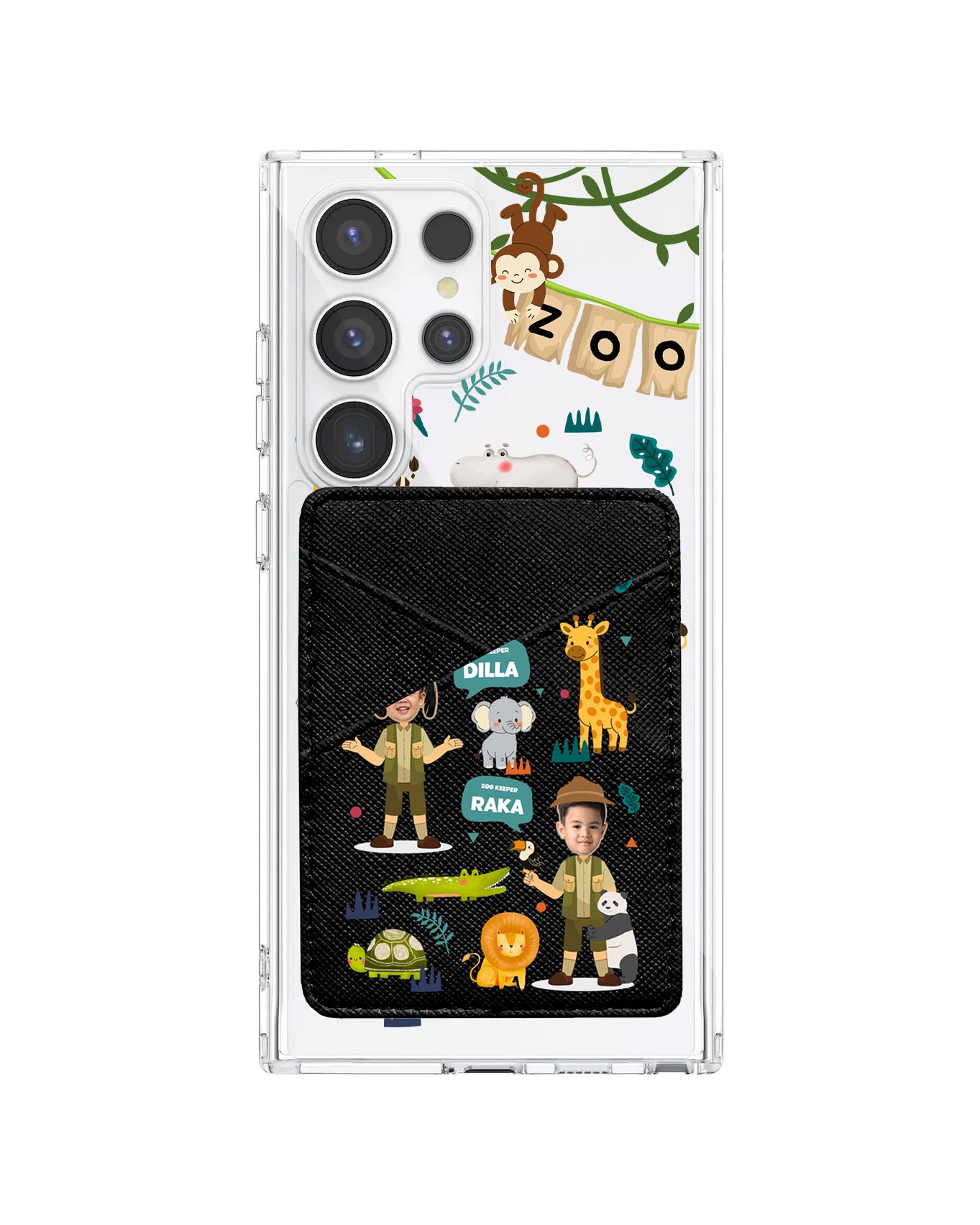 Android Phone Wallet Case - Face Grid Dream Zoo Keeper