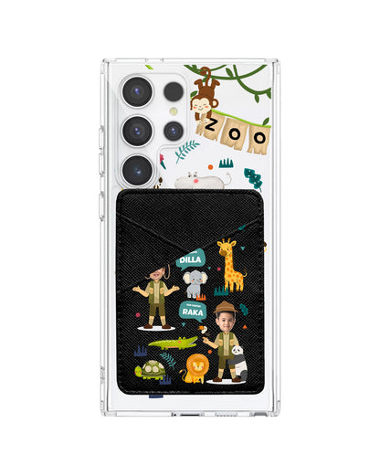Android Phone Wallet Case - Face Grid Dream Zoo Keeper