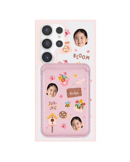 Android Magnetic Wallet Case - Face Grid Spring Bloom