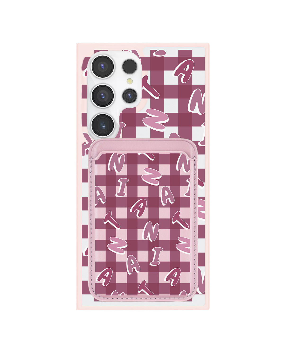 Android Magnetic Wallet Case - Checkered Monogram 2.0