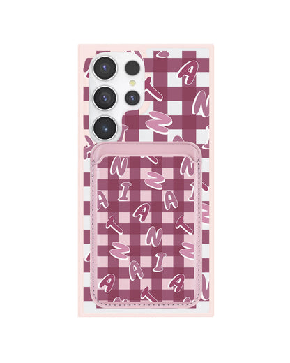 Android Magnetic Wallet Case - Checkered Monogram 2.0