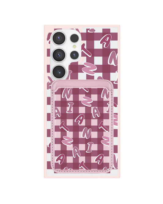 Android Magnetic Wallet Case - Checkered Monogram 2.0
