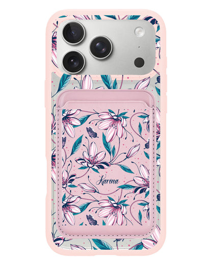 iPhone Magnetic Wallet Case - Pink Tulip