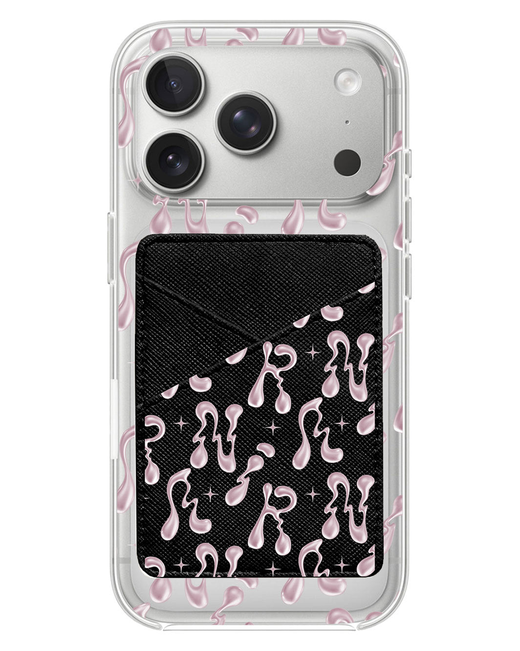 iPhone Phone Wallet Case - Pink Chrome Monogram 2.0