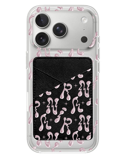 iPhone Phone Wallet Case - Pink Chrome Monogram 2.0