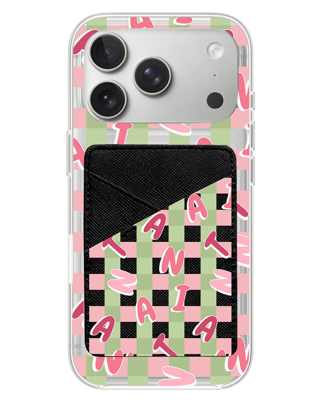 iPhone Phone Wallet Case - Checkered Monogram 4.0