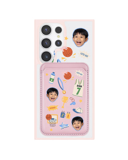 Android Magnetic Wallet Case - Face Grid Basketball