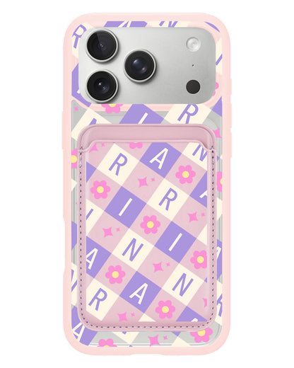iPhone Magnetic Wallet Case - Flower Grid Monogram 3.0