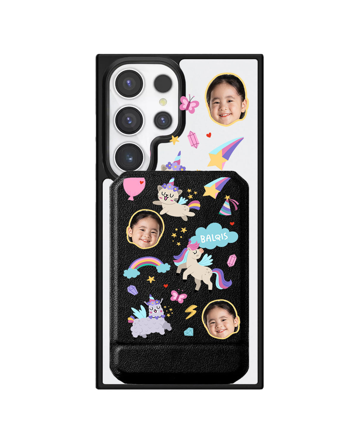 Android Magnetic Multifold Wallet - Face Grid Unicorn