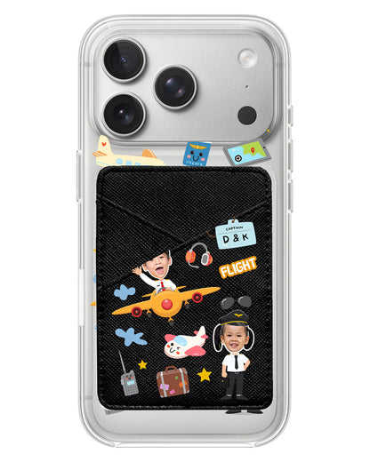 iPhone Phone Wallet Case - Face Grid Dream Pilot