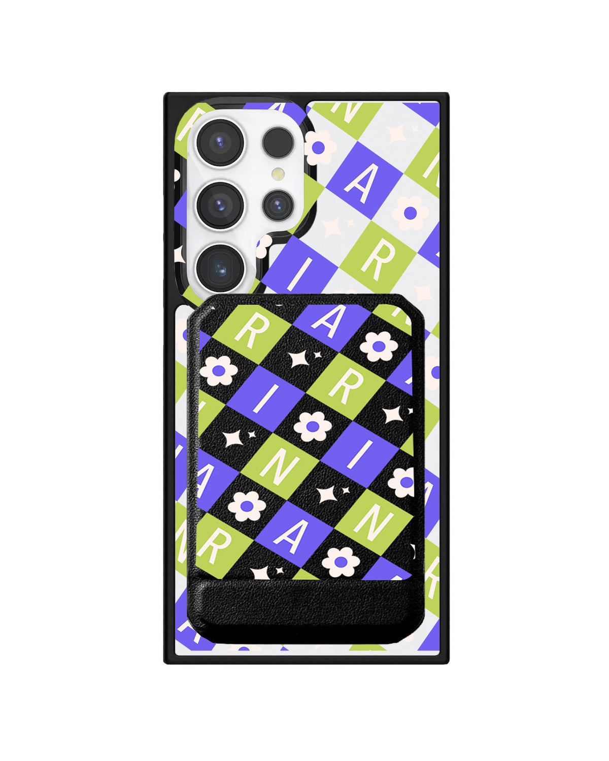 Android Magnetic Multifold Wallet - Flower Grid Monogram 5.0