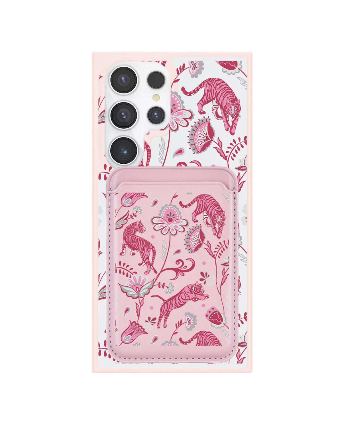 Android Magnetic Wallet Case - Tiger & Floral 7.0