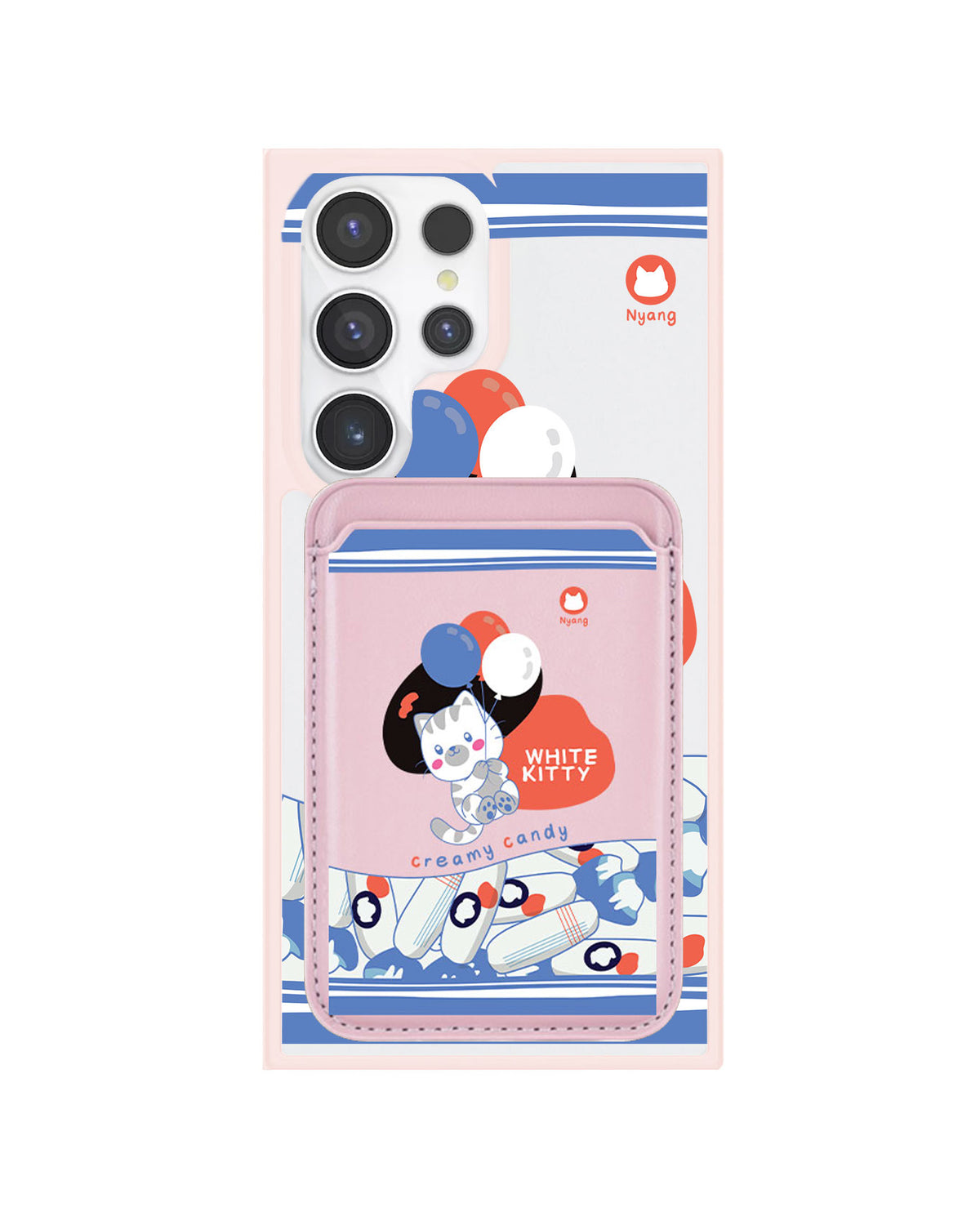 Android Magnetic Wallet Case - White Kitty