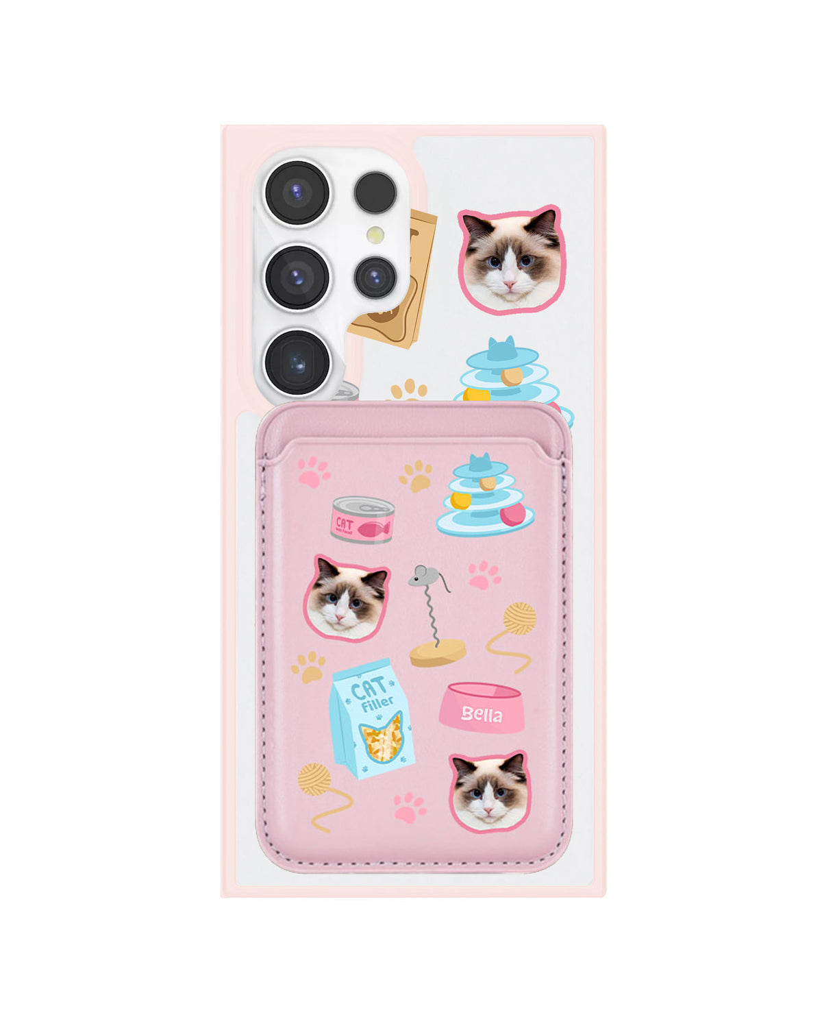 Android Magnetic Wallet Case - Pet Grid Kitty Playtime