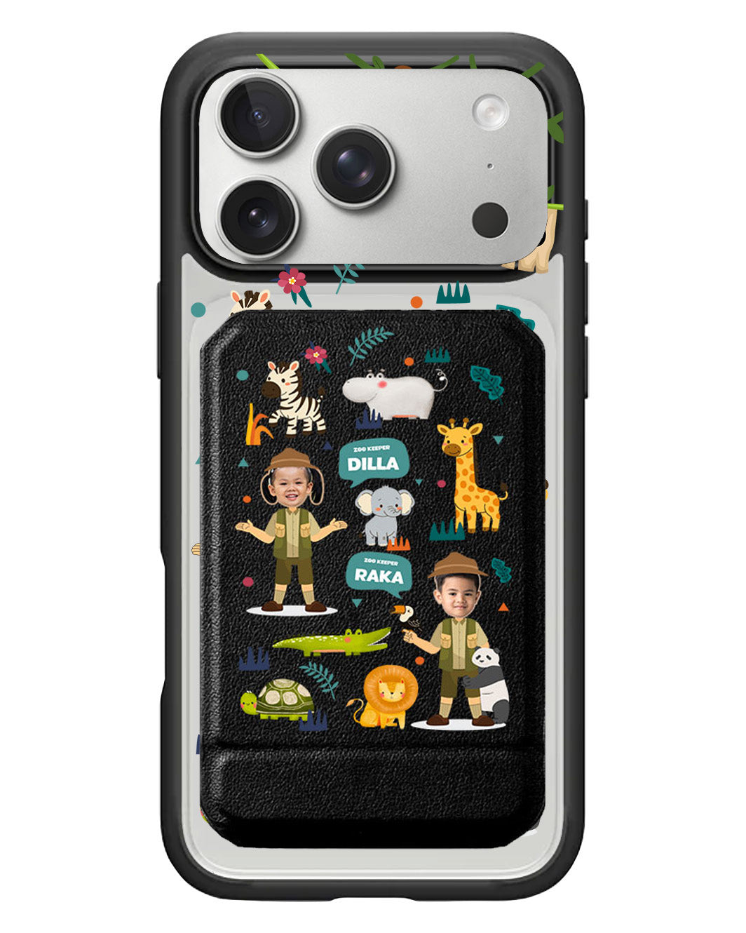 iPhone Magnetic Multifold Wallet - Face Grid Dream Zoo Keeper