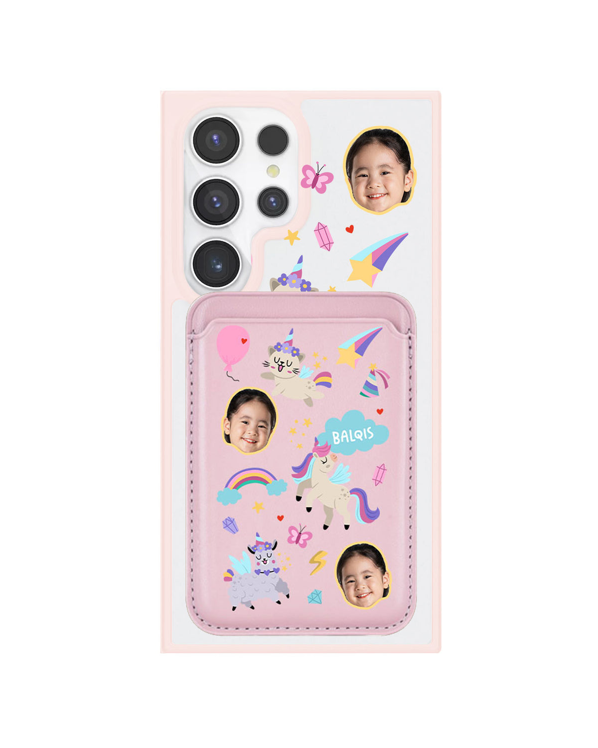 Android Magnetic Wallet Case - Face Grid Unicorn