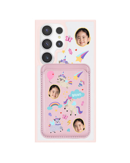 Android Magnetic Wallet Case - Face Grid Unicorn