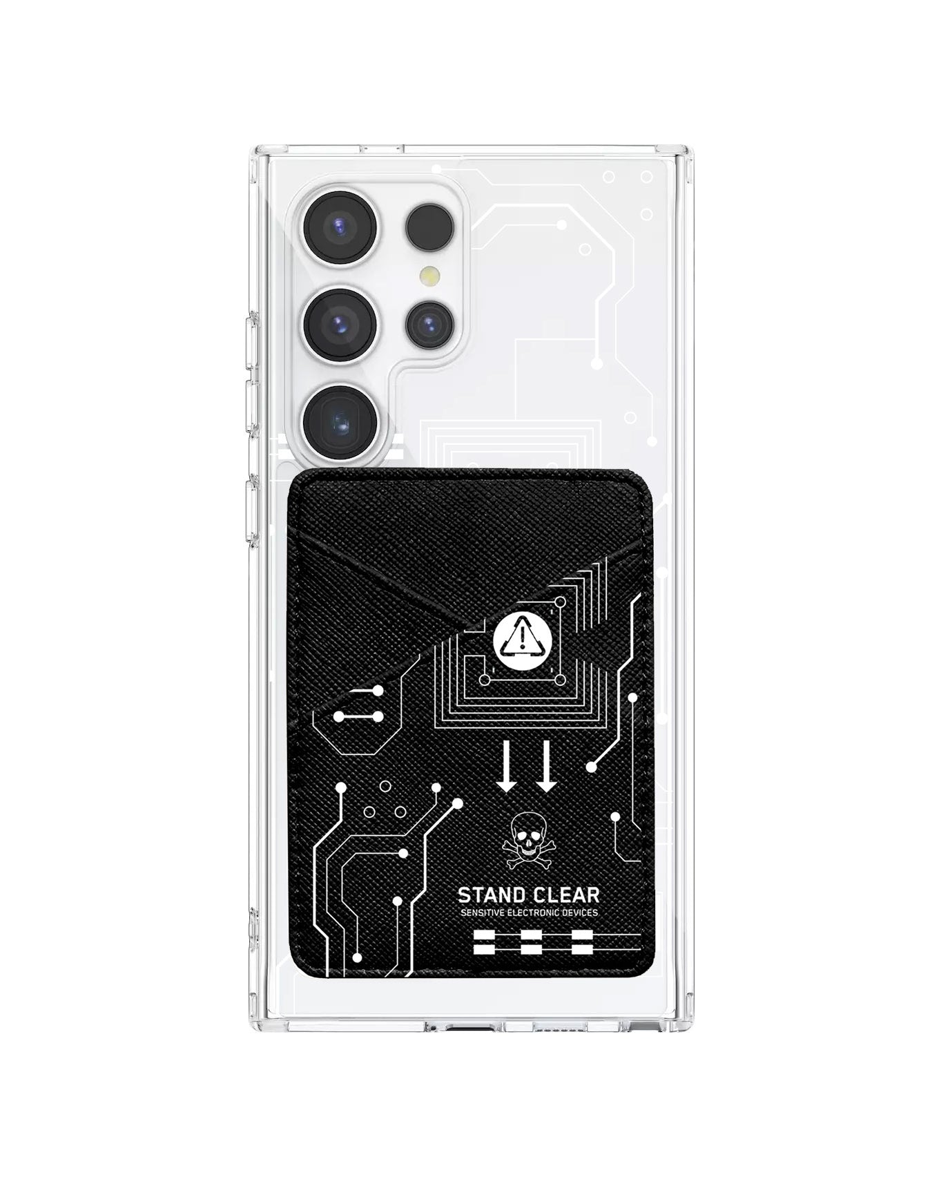 Android Phone Wallet Case - Circuit White