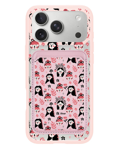 iPhone Magnetic Wallet Case - Flowery Faces