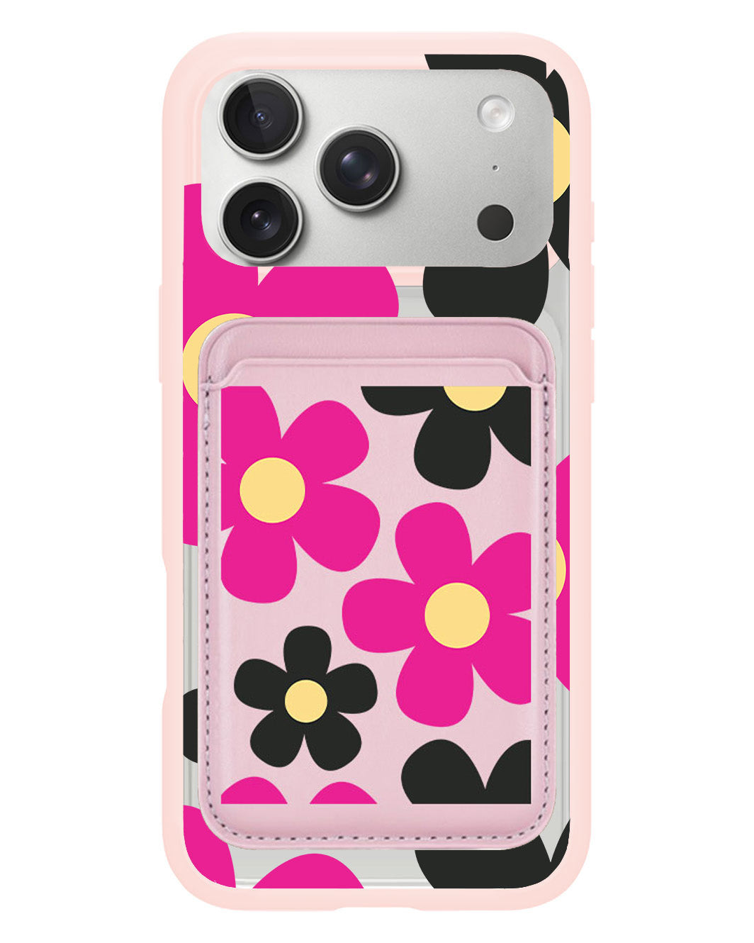 iPhone Magnetic Wallet Case - Daisy Hot Pink