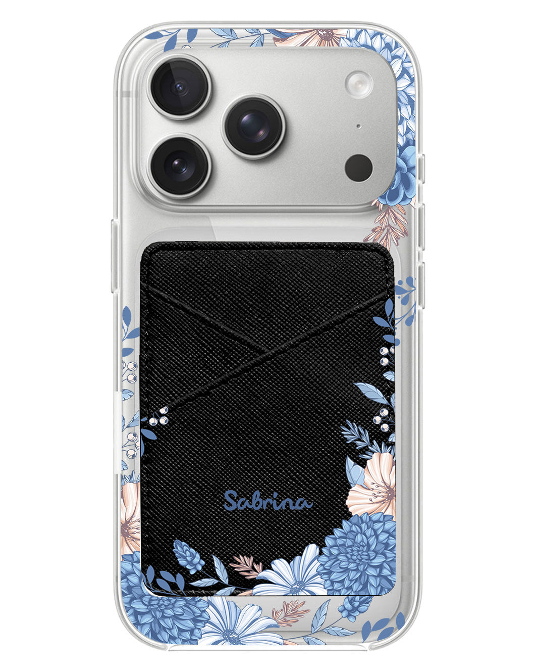 iPhone Phone Wallet Case - Blue Florals