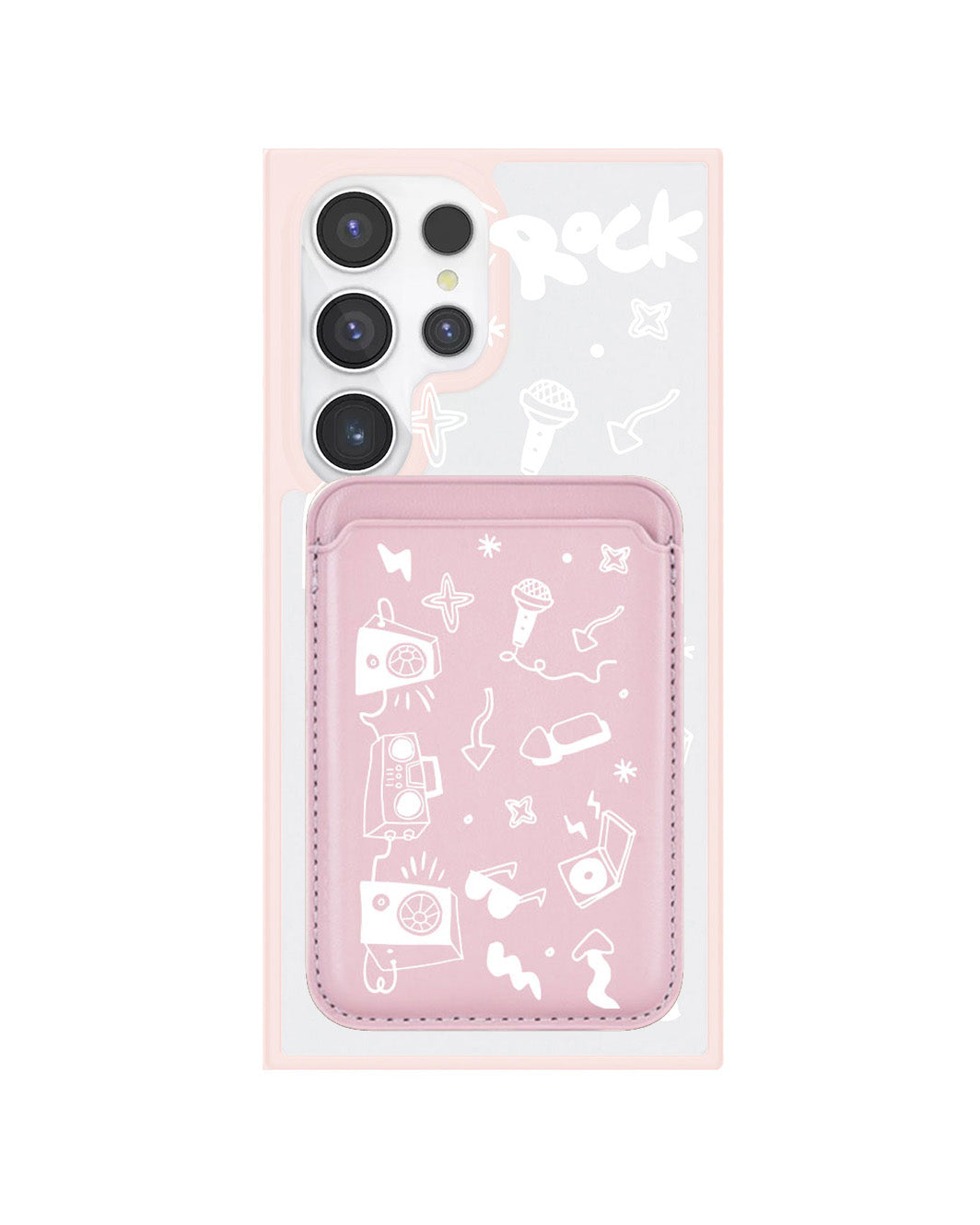 Android Magnetic Wallet Case - Rock N Roll White