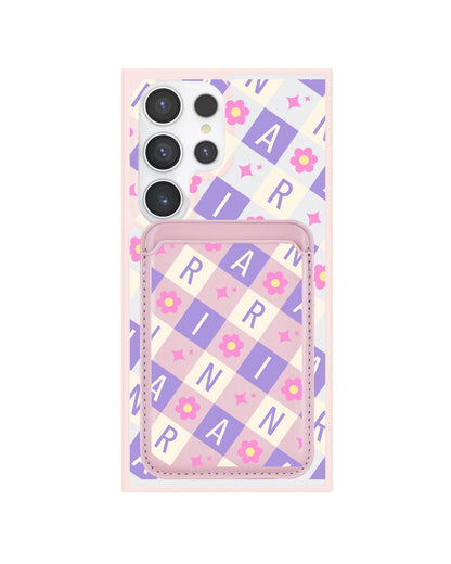 Android Magnetic Wallet Case - Flower Grid Monogram 3.0