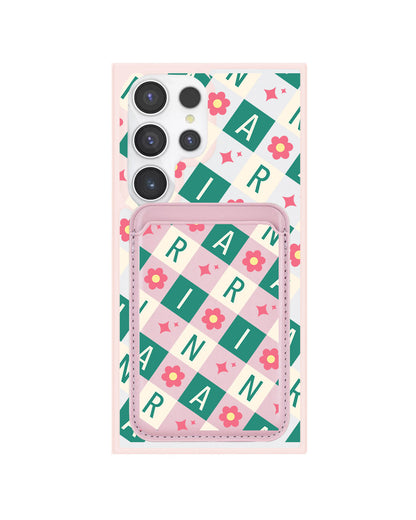Android Magnetic Wallet Case - Flower Grid Monogram 4.0