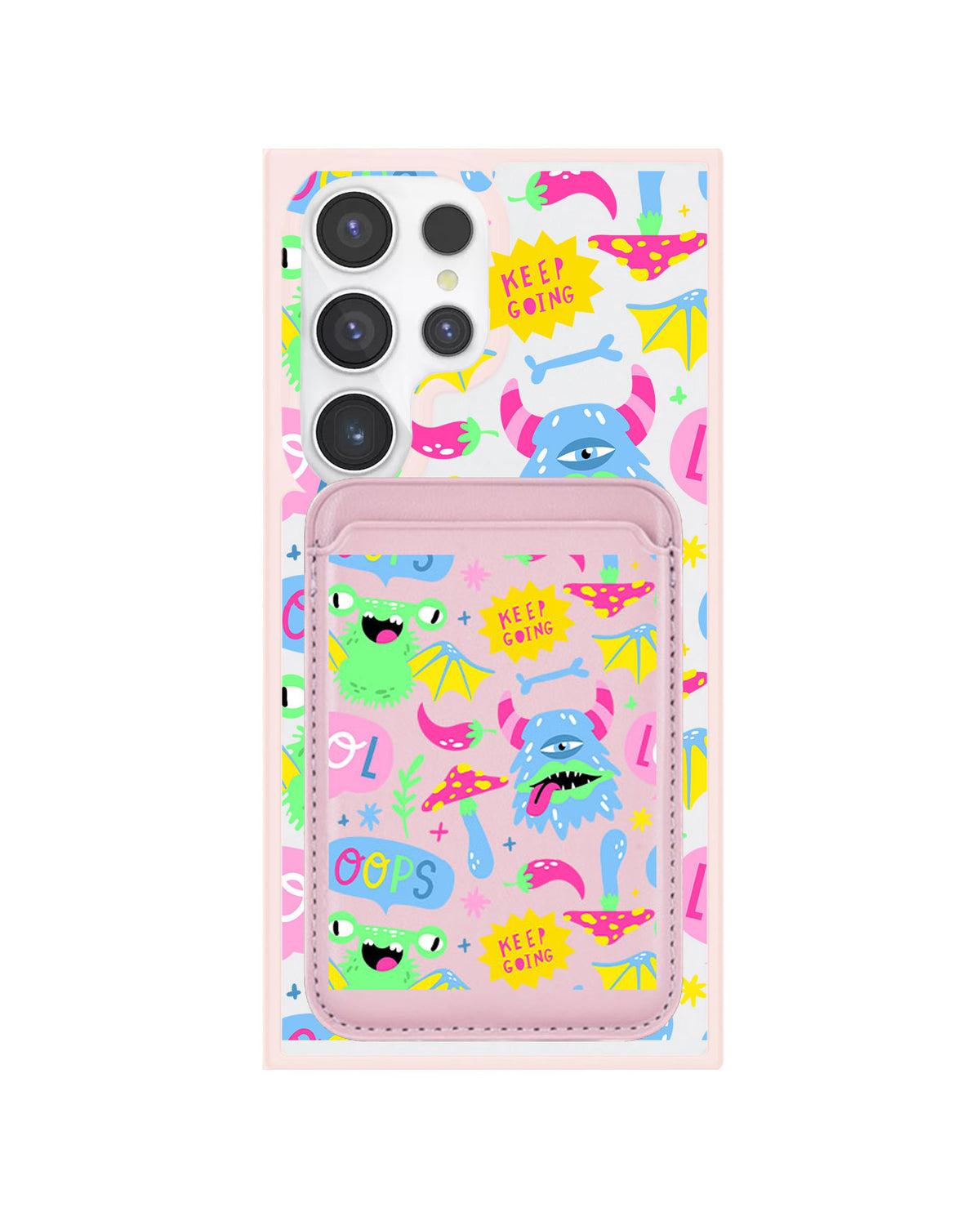Android Magnetic Wallet Case - Monster Say Keep Going