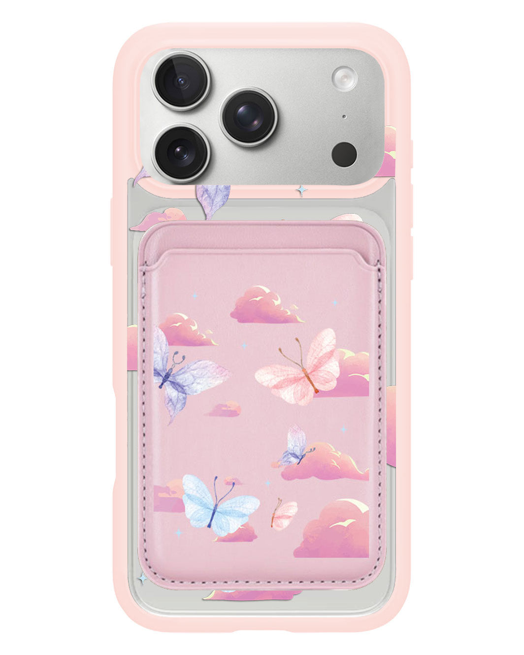 iPhone Magnetic Wallet Case - Butterfly & Clouds