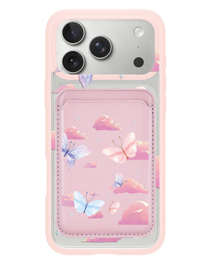 iPhone Magnetic Wallet Case - Butterfly & Clouds