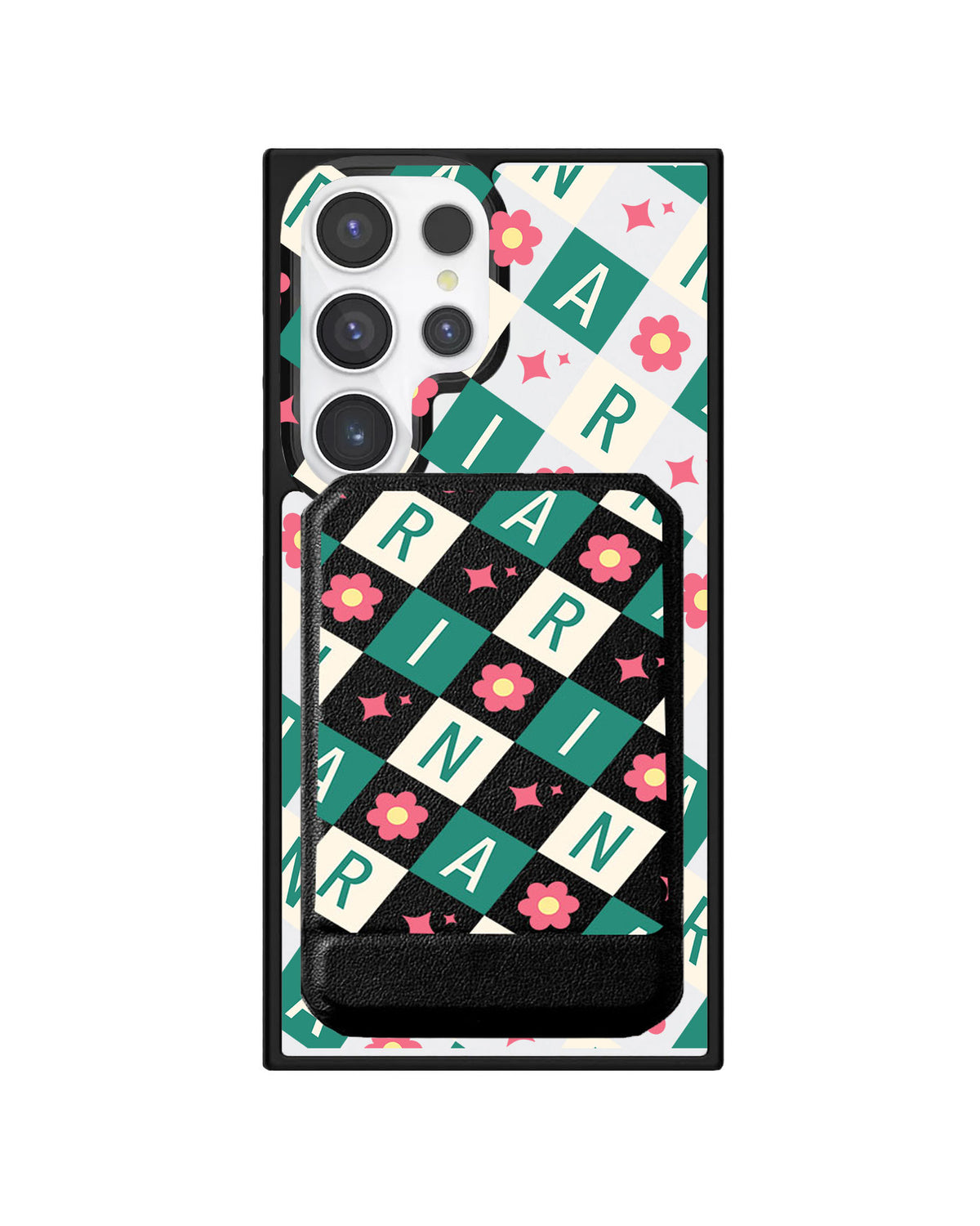 Android Magnetic Multifold Wallet - Flower Grid Monogram 4.0
