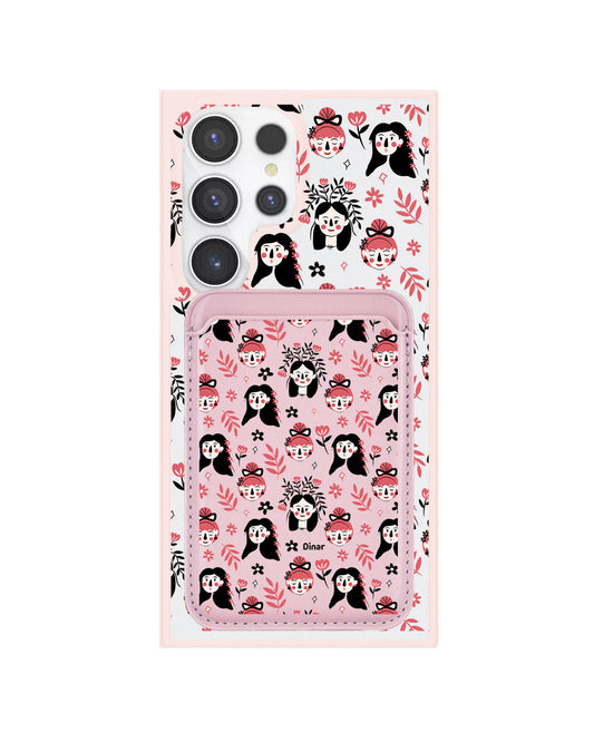 Android Magnetic Wallet Case - Flowery Faces