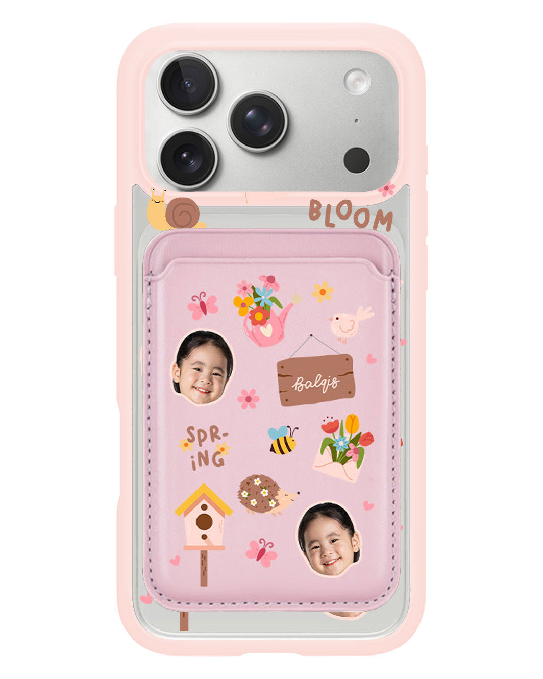 iPhone Magnetic Wallet Case - Face Grid Spring Bloom