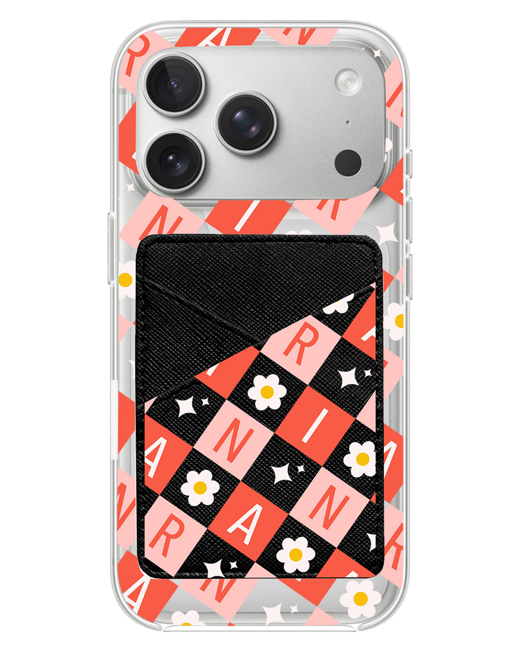 iPhone Phone Wallet Case - Flower Grid Monogram 2.0