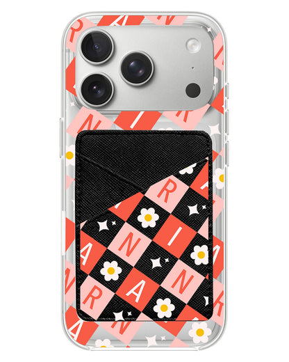 iPhone Phone Wallet Case - Flower Grid Monogram 2.0