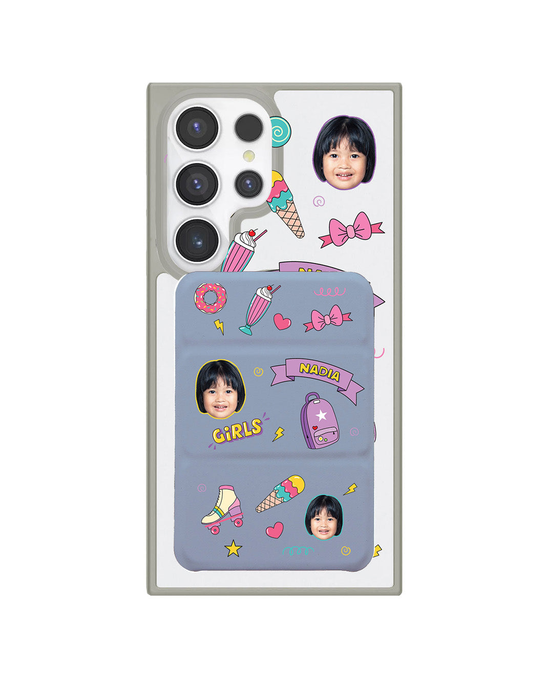Android Magnetic Trifold Wallet Case - Face Grid Comic