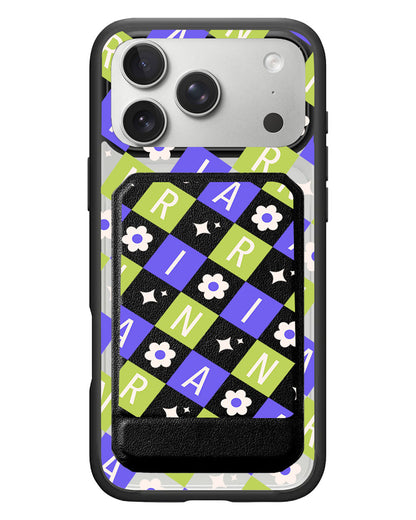 iPhone Magnetic Multifold Wallet - Flower Grid Monogram 5.0