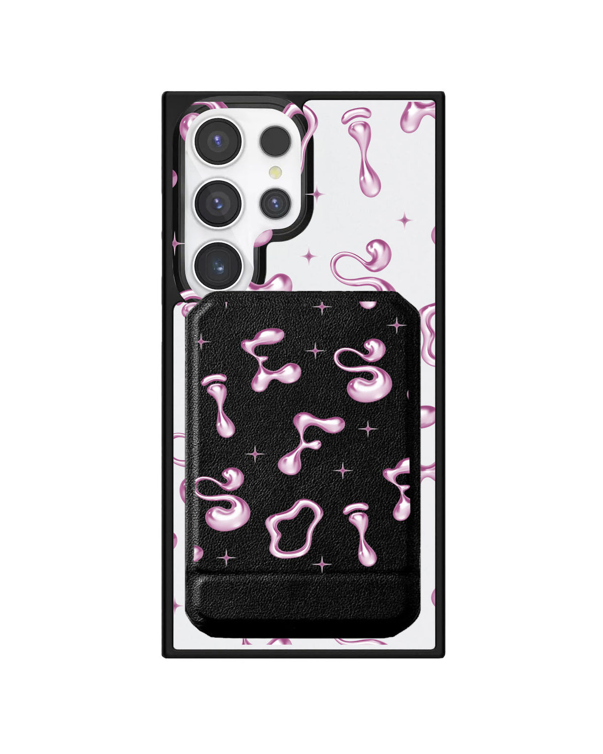 Android Magnetic Multifold Wallet - Pink Chrome Monogram