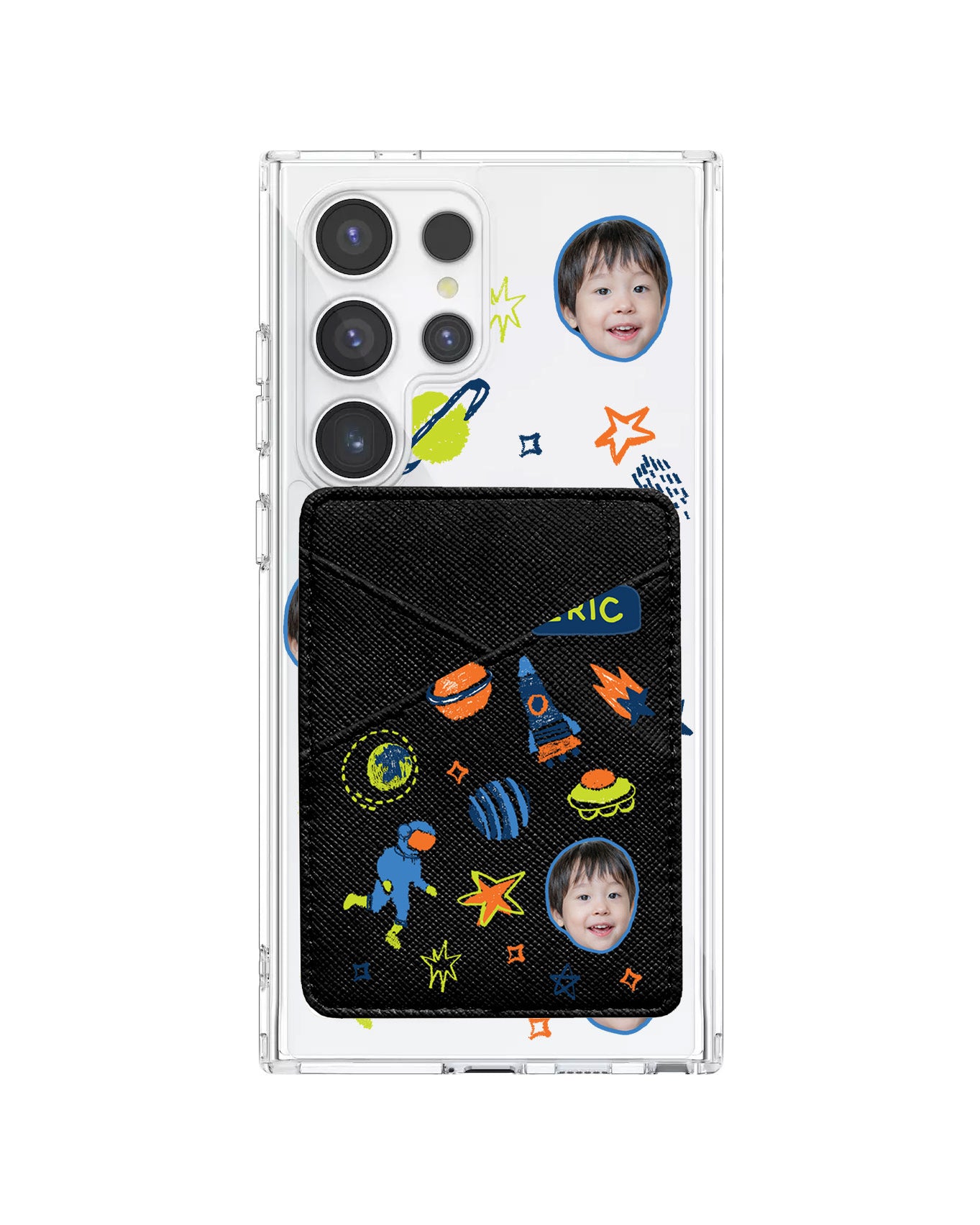 Android Phone Wallet Case - Face Grid Galaxy