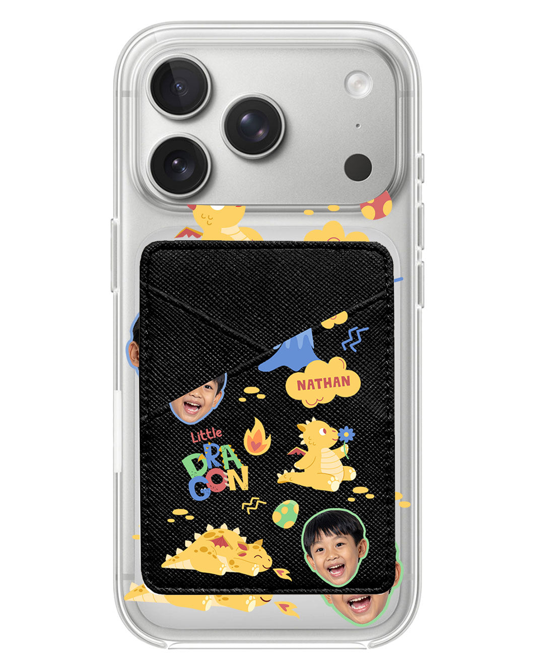 iPhone Phone Wallet Case - Face Grid Little Dragon